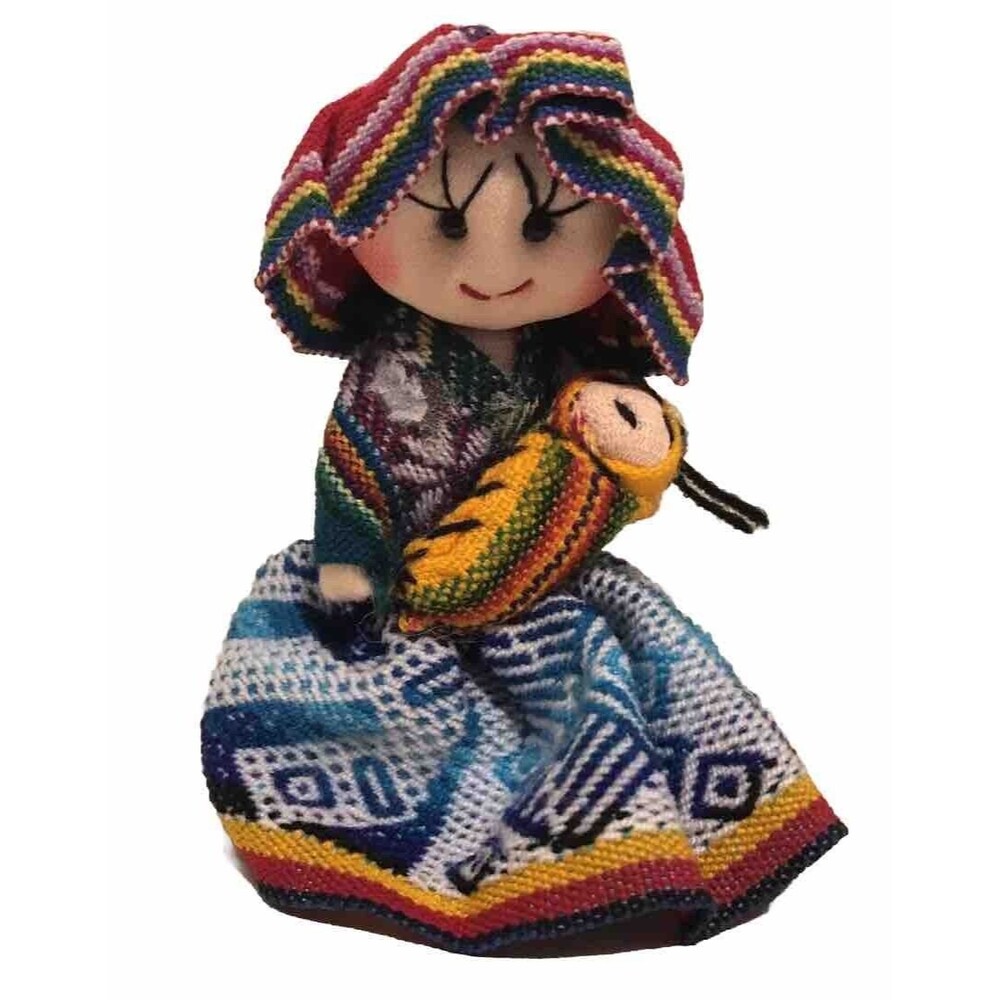 Peruvian Peru 4" Folk Art Doll with Baby Decor Collectible